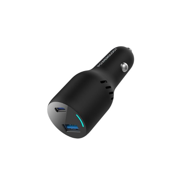 Powerology 65W PD + QC3.0 LED Dual Port Car Charger